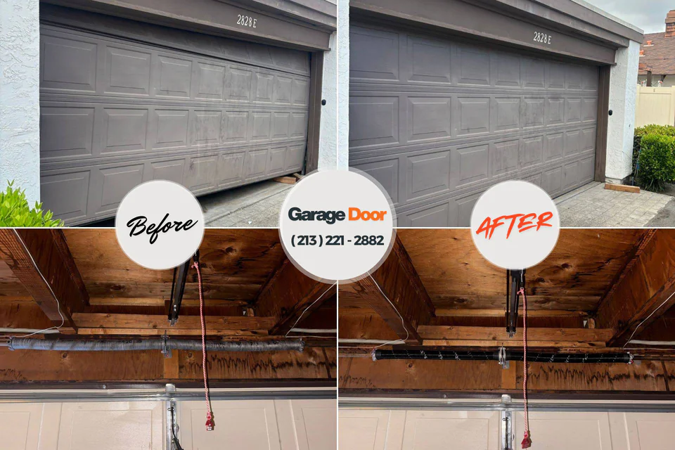 Before and after: garage door repair Seville, FL